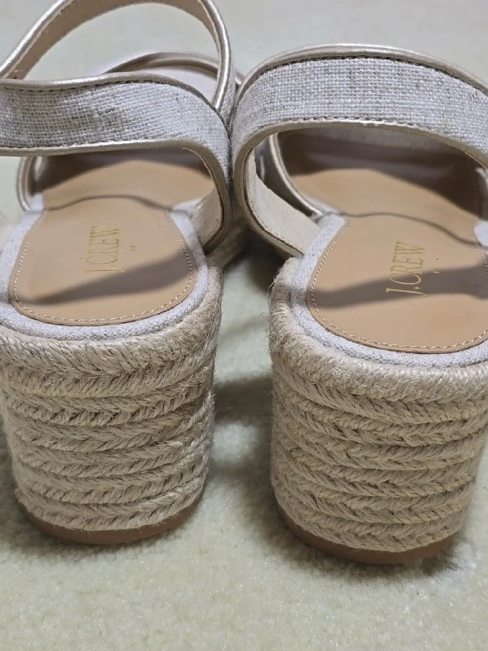 BNIB J. Crew Beige Linen Platform Espadrille Neutral Women’s Sandals